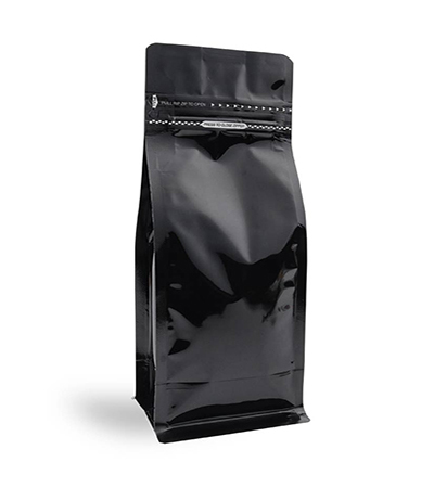 Black Shiny Aluminum High Barrier Flat Bottom Pouches